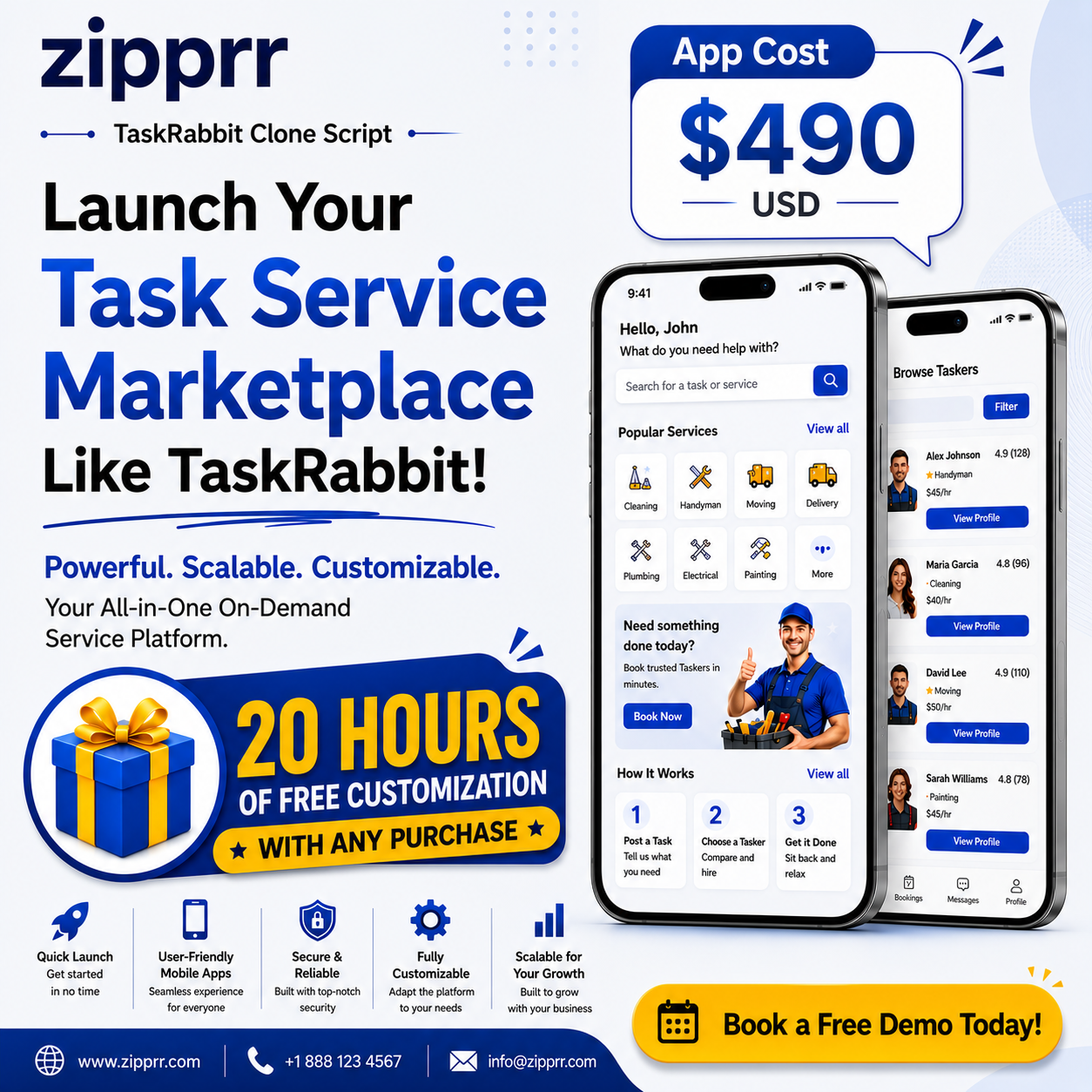 START an On-Demand Handyman Business with Zipprr’s Taskrabbit Clone — $490 One-Time