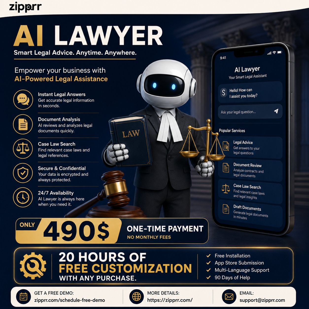 Zipprr AI Lawyer Software – White-Label AI Legal Assistant for Entrepreneurs | $490